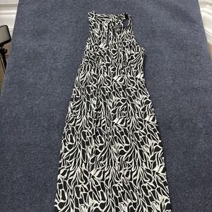 Connected Apparel Dress Womens 10 Black White Sleeveless V Neck Abstract Print